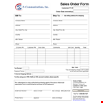 Printable Sales Order Form Template example document template