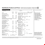 Matlab Price List - Required MathWorks Toolbox with Simulink example document template