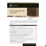 Event Management Checklist Template example document template