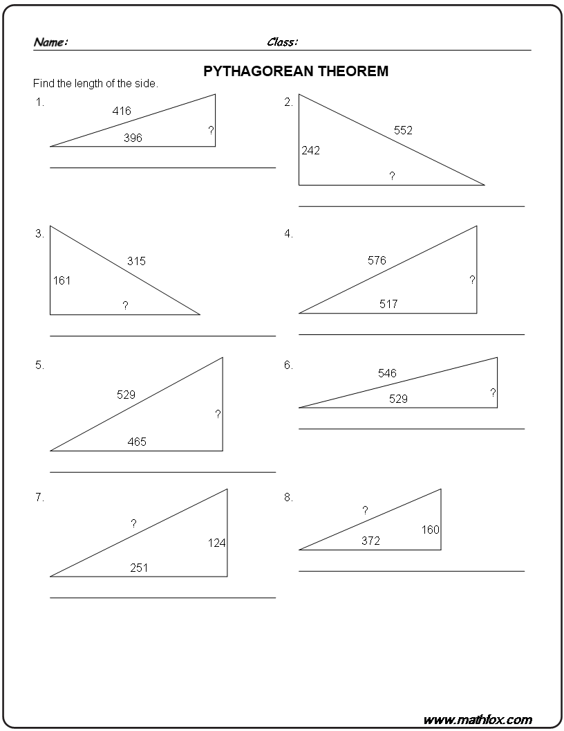 Pythagorean Theorem Chart In Word