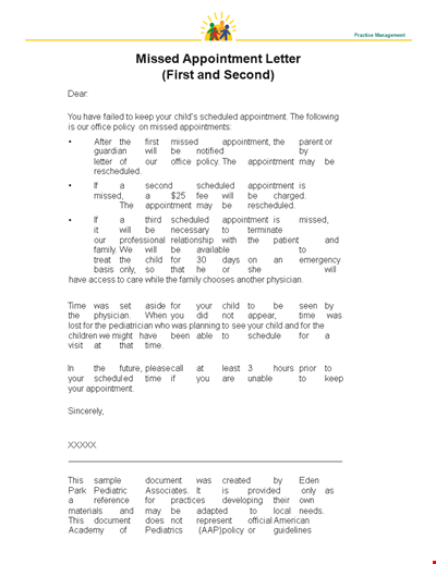 Reschedule Missed Appointment Letter Template - Professional, Effective & Easy to Use