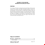 Information Technology Policy example document template 