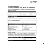 Printable Employee Termination Form example document template