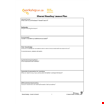 Shared Reading Lesson Plan example document template