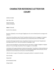 Character Reference Letter For Court UK