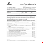 Health Questionnaire Template example document template