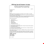 Summer Special Offering: Sales Letter Template example document template 