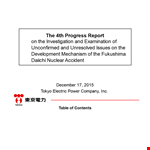 Nuclear Fukushima Progress Report: Accidents & Incidents Reporting example document template