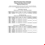 Preschool Class Schedule Template example document template