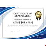 Certificate Employee example document template 