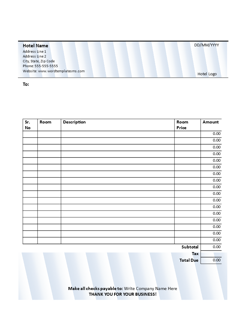 Hotel Receipt Template Word Download