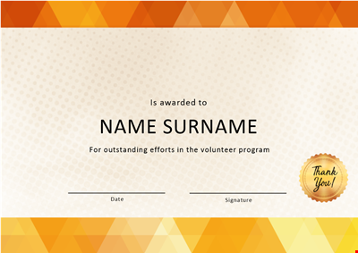 Certificate Volunteer