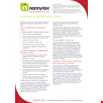 Self Employed Nanny Contract example document template 