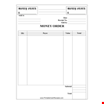 Money Order Receipt example document template