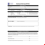 Employee Warning Notice - Document for Employee Warning | Company Name example document template