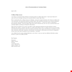 Generic Letter of Recommendation for Teacher - School & Teaching example document template