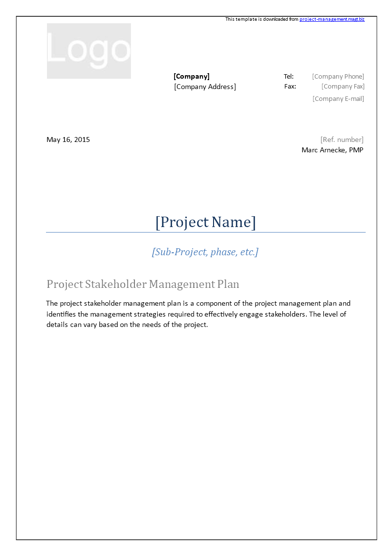 Project Stakeholder Management Plan