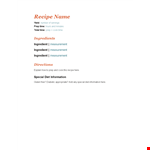 Create Professional Recipes with Our Cookbook Template - Ingredient & Measurement example document template