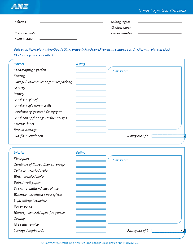 Free Home Inspection Checklist Template