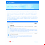 Personal Tax Calendar example document template