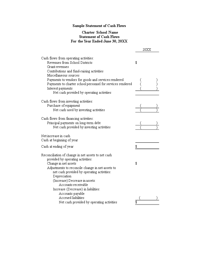 Cash Flow Statement Schools