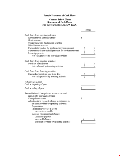 Company Cash Flow Statement Template