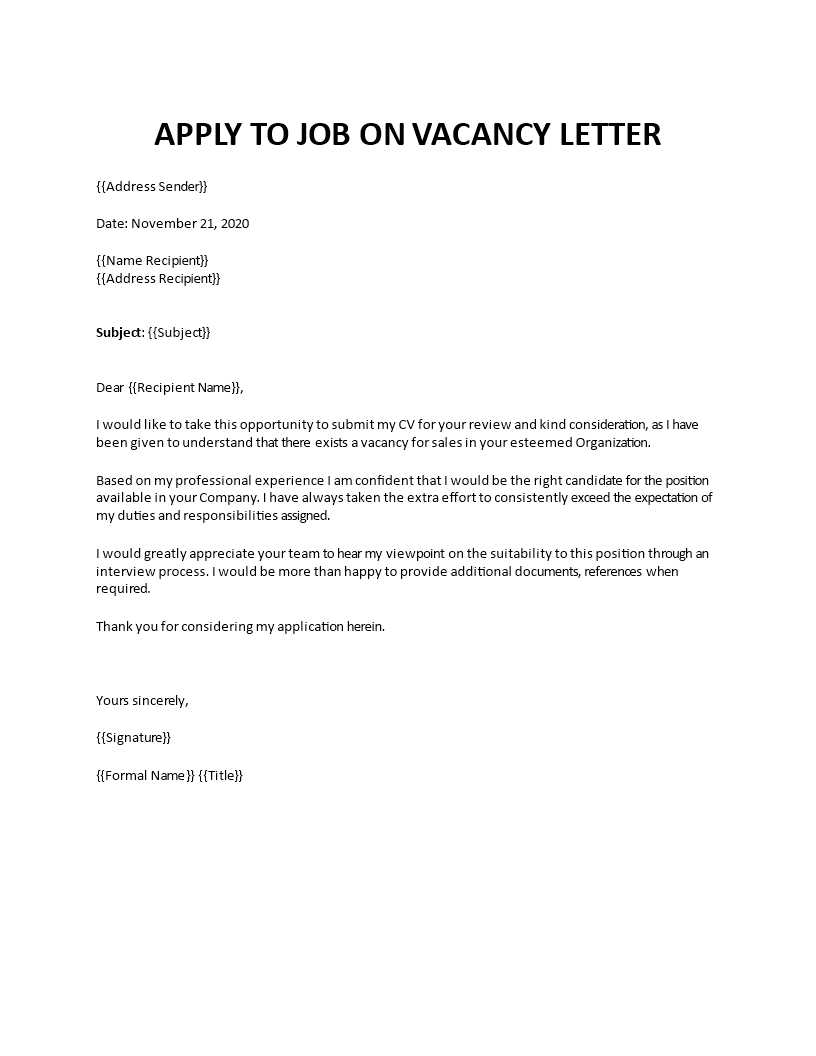 application letter for a job vacancy in bank