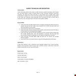 Survey Technician Job Description example document template 