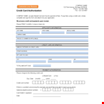 Download our Credit Card Authorization Form Template for your company - fast, secure, and convenient example document template