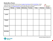 Printable Weekly Menu Planner