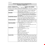 Effective Classroom Management Plan for Student Success in Class - Assignments Included example document template