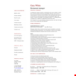 Restaurant Manager example document template