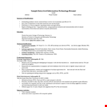 Entry Level IT Resume for Technology and Computer Professionals example document template 