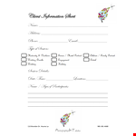 Photography Client Information Sheet Template example document template