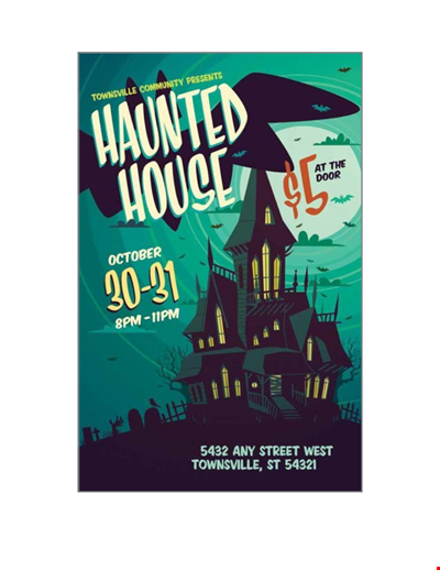 Haunted House Postcard Template | Copyright & Stocklayouts | Rights Reserved
