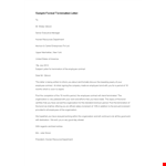 Formal Letter Of Termination example document template