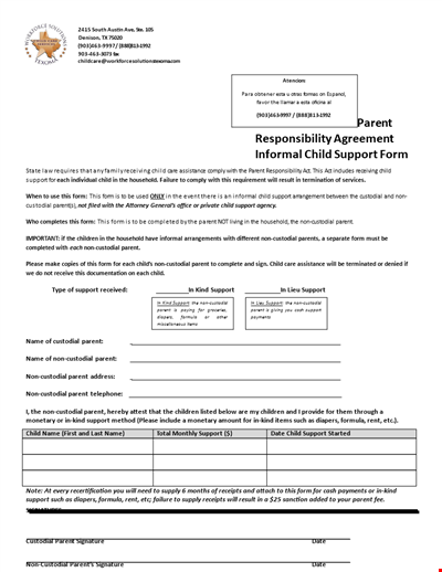 Child Support Agreement Template - Support Your Child and Protect Parental Rights