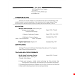 Sample Resume Objective For Teacher example document template 