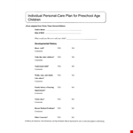 Individual Personal Care Plan Template example document template