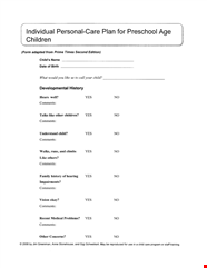 Individual Personal Care Plan Template