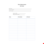 Silent Auction Bid Sheet - Track Bids with Ease and Set Minimum Prices example document template