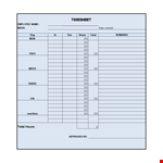 Timesheet Template - Track Employee Hours and Total Time example document template 