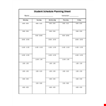 Printable Student Schedule Template example document template