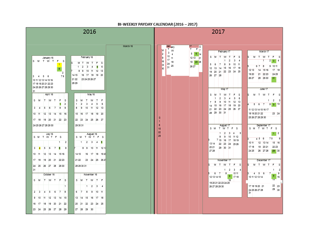 Printable Weekly Payday Chart