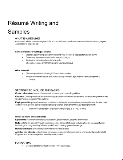 Profile Resume Example