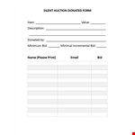 Silent Auction Bid Sheet - Manage Bids for Donated Items example document template