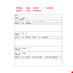 Student Incident Report: High School Incident, What Happened example document template