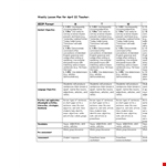 Teacher Weekly Lesson Plan Template example document template