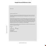 Personal Reference Letter Template example document template 