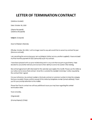 Letter Of Termination Of Contract